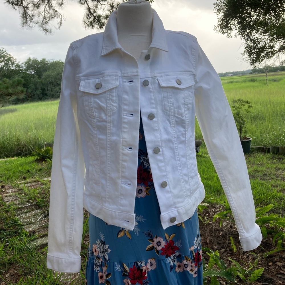 NWT Loft white denim trucker jean jacket